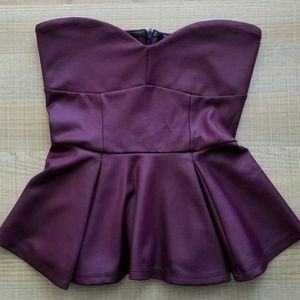 ASOS Strapless Peplum Top, Purple, Size US 2